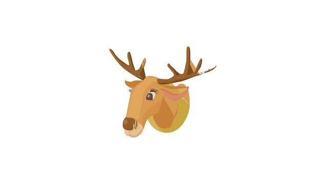 Deer head icon animation best cartoon object on white background