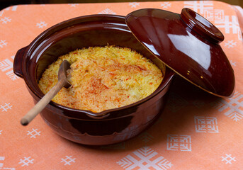 Home made pilaf for family dinner