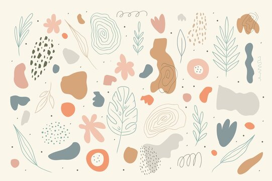 Big pastel Set of hand drawn various shapes and doodle objects. Abstract contemporary modern trendy vector illustration. Isolated elements for social media and poster © Anna