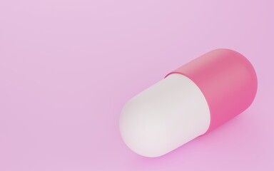 3DCG　飲み薬、ピンクと白のカプセル、アイソメトリック