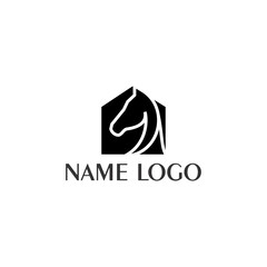 horse home logo design vector