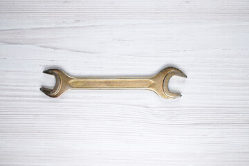 wrench on the table. Equipment repair. Car repair