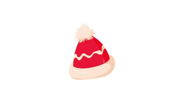 Winter hat icon animation best cartoon object on white background