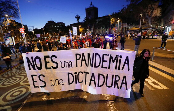 Demonstration against COVID-19 restrictions in Barcelona