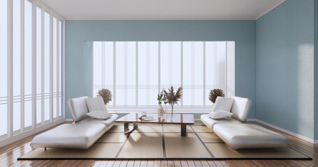 Beautiful, Mint tropical-style room, the rooms and the light shines from the sun into the room.3d rendering