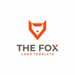 Geometric Red Fox head simple modern logo design