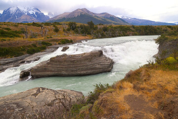 Paine waterfalls, Torres del Paine National Park, Chile
