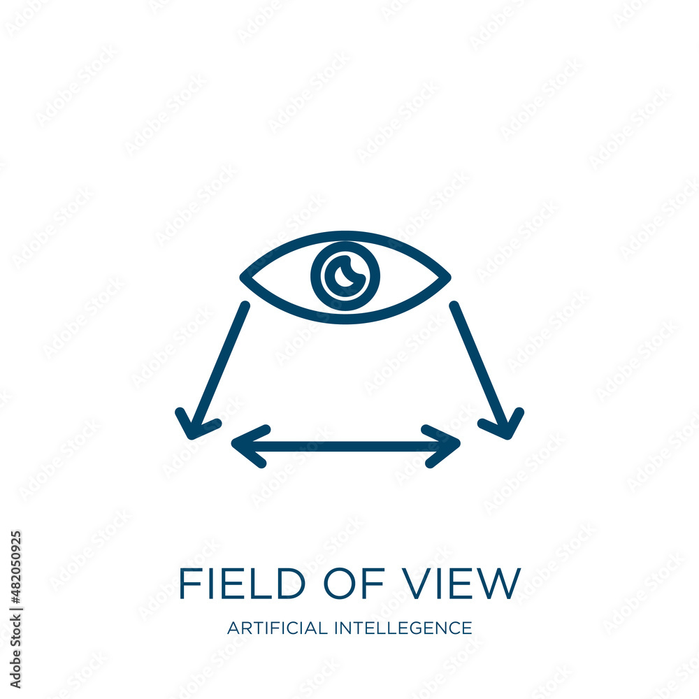 Poster field of view icon from artificial intellegence and future technology collection. thin linear field 