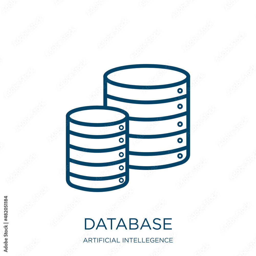 Poster database icon from artificial intellegence and future technology collection. thin linear database, d
