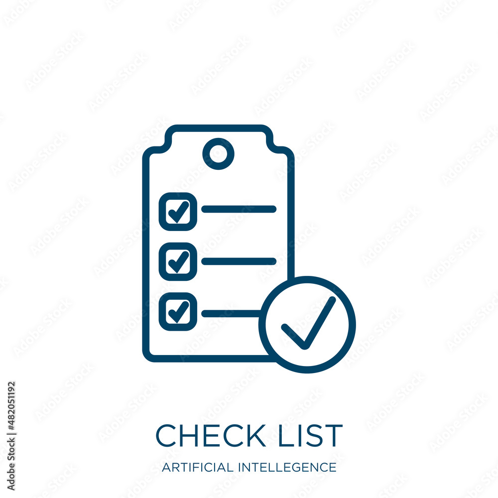 Poster check list icon from artificial intellegence and future technology collection. thin linear check lis