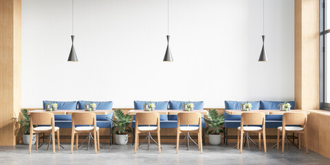 Interior Cafe Wall Mockup - 3d Rendering, 3d Illustration 