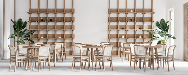 Interior Cafe Wall Mockup - 3d Rendering, 3d Illustration 