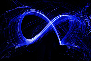 Fototapeta premium light painting blue led whip pattern 