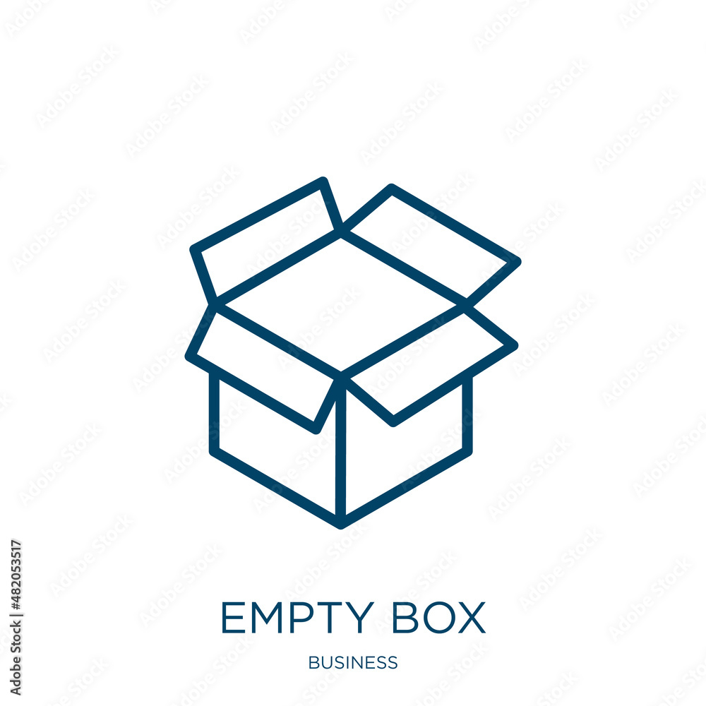 Poster empty box icon from business collection. thin linear empty box, box, empty outline icon isolated on 