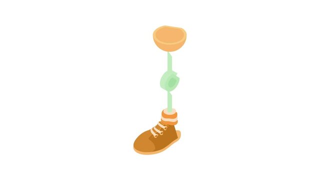 Prosthetic leg icon animation best cartoon object on white background