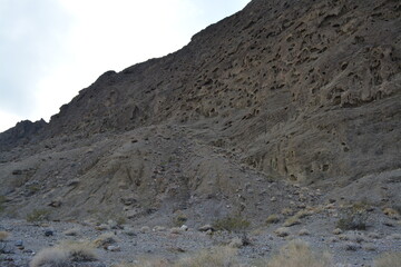 Hole in the Wall Road in the Death Valley National Park in the United States on a sunny and cloudy day in December