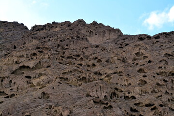 Hole in the Wall Road in the Death Valley National Park in the United States on a sunny and cloudy day in December
