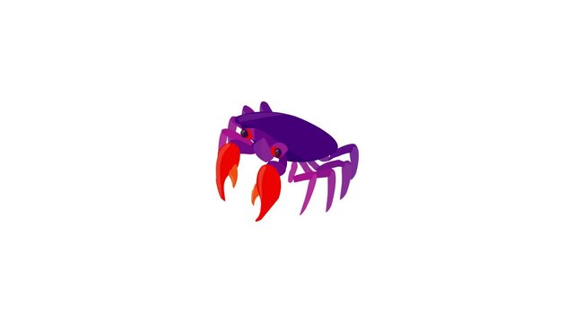 Purple crab icon animation best cartoon object on white background