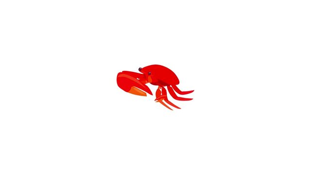 Red crab with big claws icon animation best cartoon object on white background
