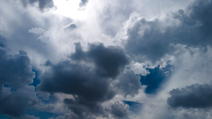 Abstract background of beautiful white clouds with blue sky in Brazil