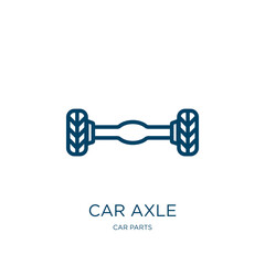 car axle icon from car parts collection. Thin linear car axle, car, axle outline icon isolated on white background. Line vector car axle sign, symbol for web and mobile - obrazy, fototapety, plakaty