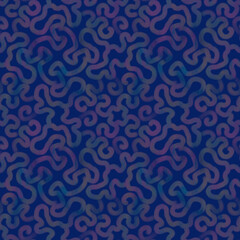 Seamless pattern of twisting multicolored lines on a blue background. Ethnic ornament. Bright fashionable design of background, template, fabric, textile, wallpaper, packaging