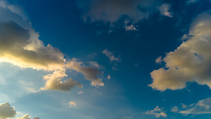 Abstract background of beautiful white clouds with blue sky in Brazil