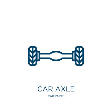 car axle icon from car parts collection. Thin linear car axle, car, axle outline icon isolated on white background. Line vector car axle sign, symbol for web and mobile
