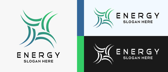 energy logo design template with creative vortex element concept. premium logo illustration vector