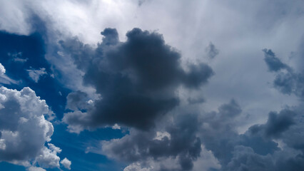 Abstract background of beautiful white clouds with blue sky in Brazil