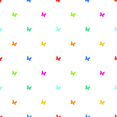 Fototapeta na wymiar Bright multicolored butterflies on a white background. Seamless background is perfect for fabric, wallpaper, paper, textiles.