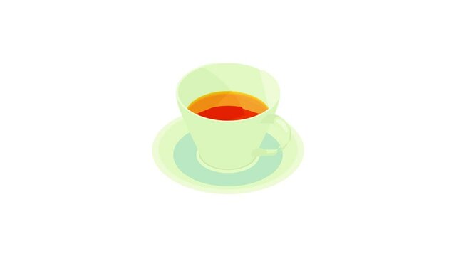 Cup of tea icon animation best cartoon object on white background