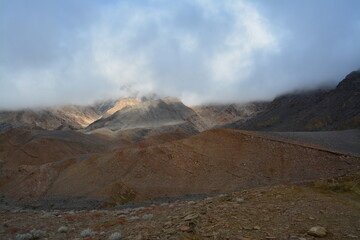 blue sky and clouds on a sunny day in December in Death Valley National Park