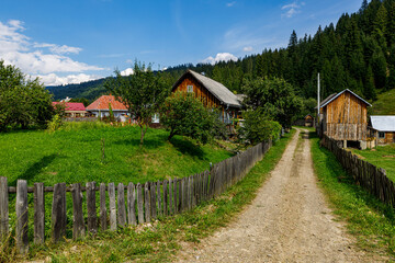 Old houses in a Village of Moldovita in the Bucovina in Romania