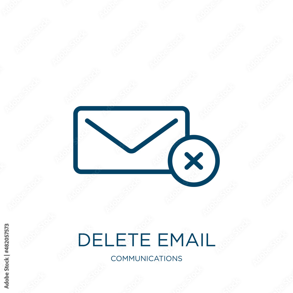 Poster delete email icon from communications collection. thin linear delete email, delete, email outline ic