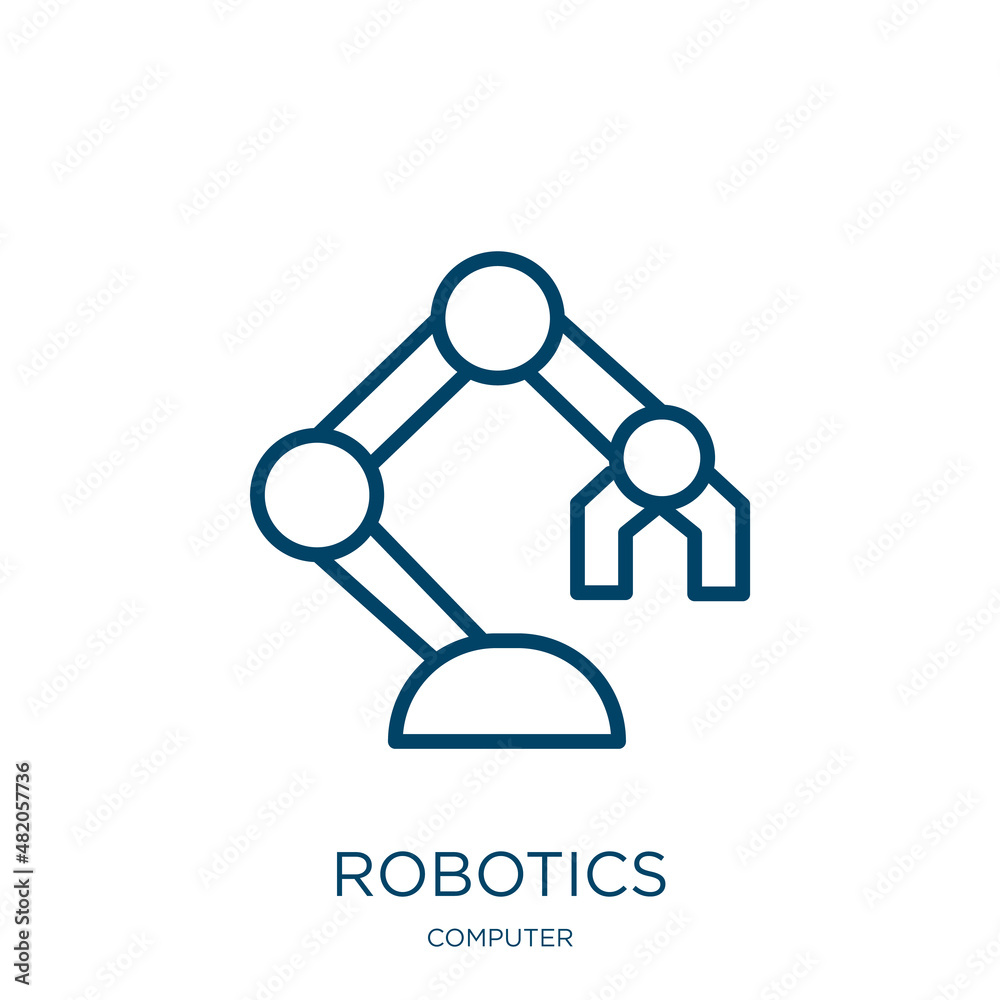 Poster robotics icon from computer collection. thin linear robotics, robot, innovation outline icon isolate