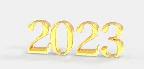 Happy New Year 2023. 3D illustration numbers isolated