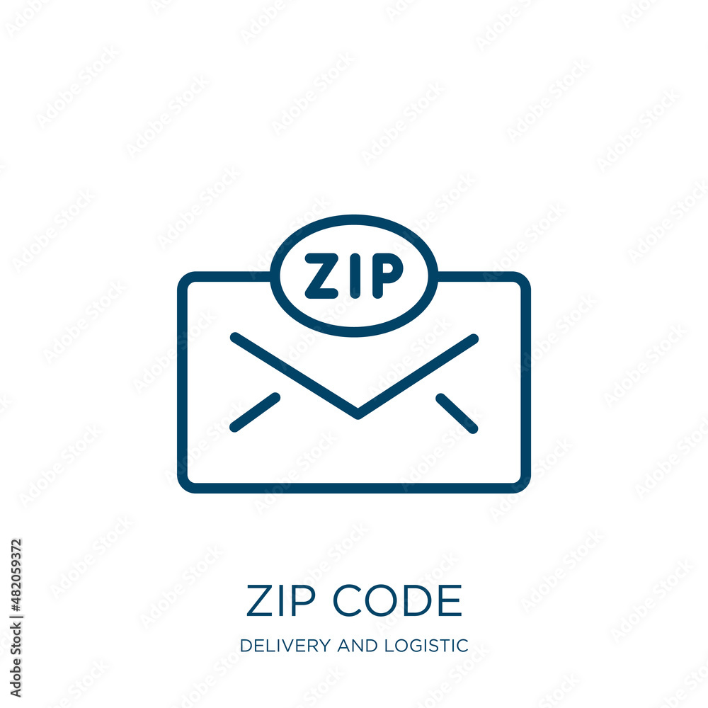 Poster zip code icon from delivery and logistic collection. thin linear zip code, zip, code outline icon is