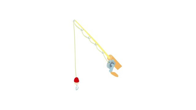 Fishing rod icon animation best cartoon object on white background