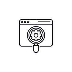 Website with setting cogwheel vector icon. Website setting line outline icon