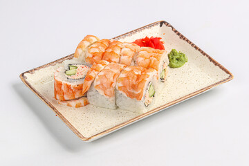 Japanese roll with prawn and cucumber
