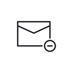 Unsubscribe thin line icon envelope with minus. Modern vector illustration. Mail remove line icon