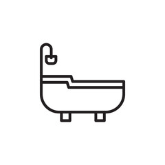 Thin line bathub icon. Bathub and Shower Icon Vector. Illustration Vector graphic of bathub icon. Bathroom Element Symbol. Bathub icon outline and linear vector.