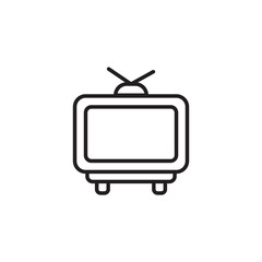 Tv icon in flat style. Television sign vector illustration on white isolated background. Video channel business concept. TV line icon. Tv Icon in trendy flat style isolated on white background.