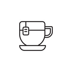 Tea bag, hot teabag and cup,icon vector illustration. Cup of tea icon, outline style