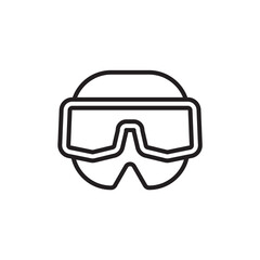 diving goggles icon vector on white background, diving goggles trendy line icons from Travel collection, diving goggles vector illustration. Diving mask icon.