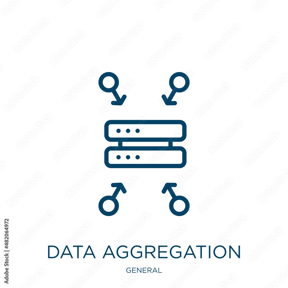 Poster data aggregation icon from general collection. thin linear data aggregation, data, business outline 