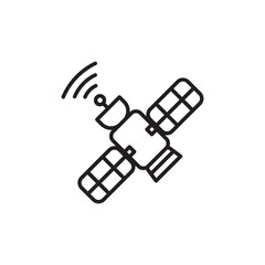 Satelite icon design trendy line style vector image. Symbol of Satelite. Thin line Icon of Set of Space. Stroke Pictogram Graphic for Web Design. Quality Outline Vector Symbol Concept.