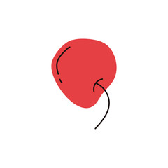 Tasty stylized sweet red cherry. Summer organic food. Isolated hand drawn element in trendy color