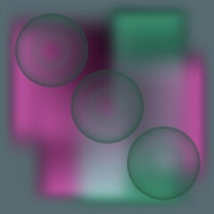 An abstract illustration featuring amorphous green, pink and white circles and rectangles